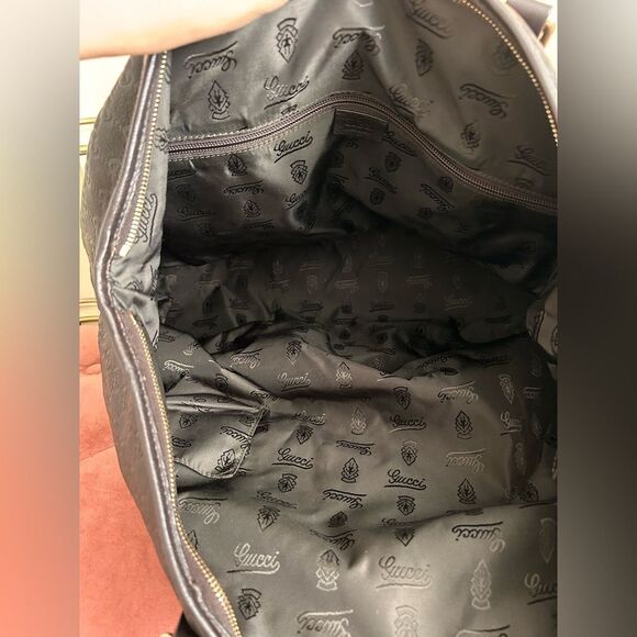 GUCCI Guccissima GG Auth Commuter Tote Brown Leather Unisex EUC - Picture 10 of 14